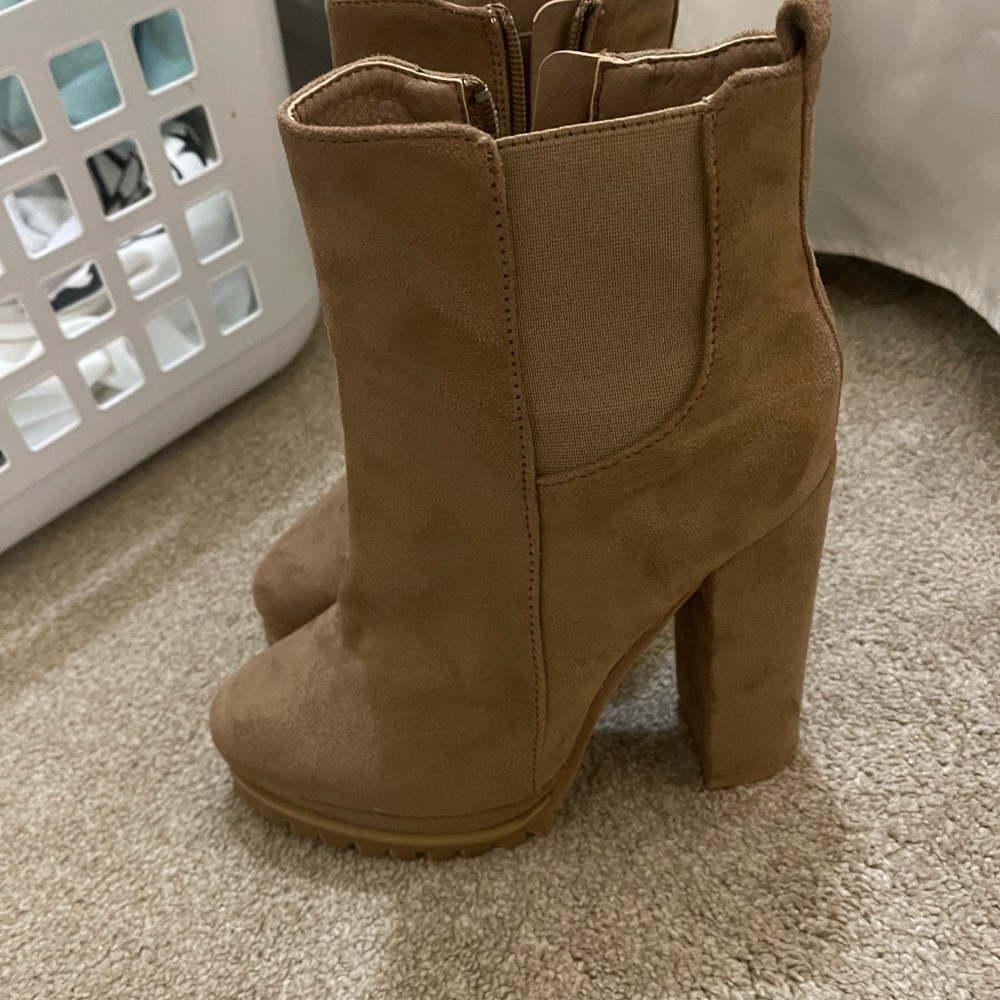 Brown suede booties